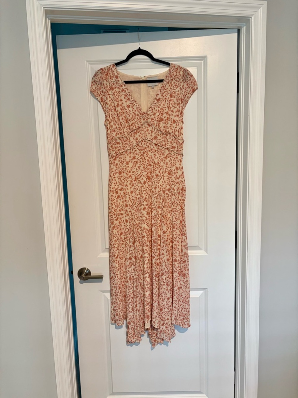 Reformation Peach Floral High-Low Midi Dress-never worn